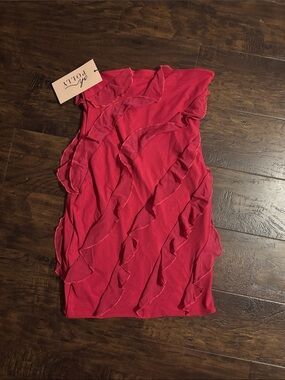 Bright Pink Ruffle Sleeveless Dress